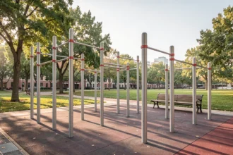 Équipements de sport extérieur installés dans un parc